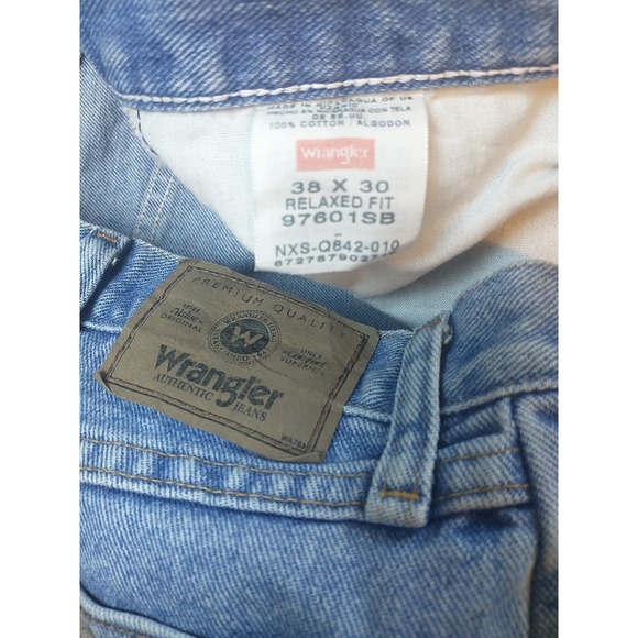 Wrangler Work Blue Jeans Men's 36x29 Light Wash 97601SB Cowboy Chore Work Pants - Picture 13 of 16